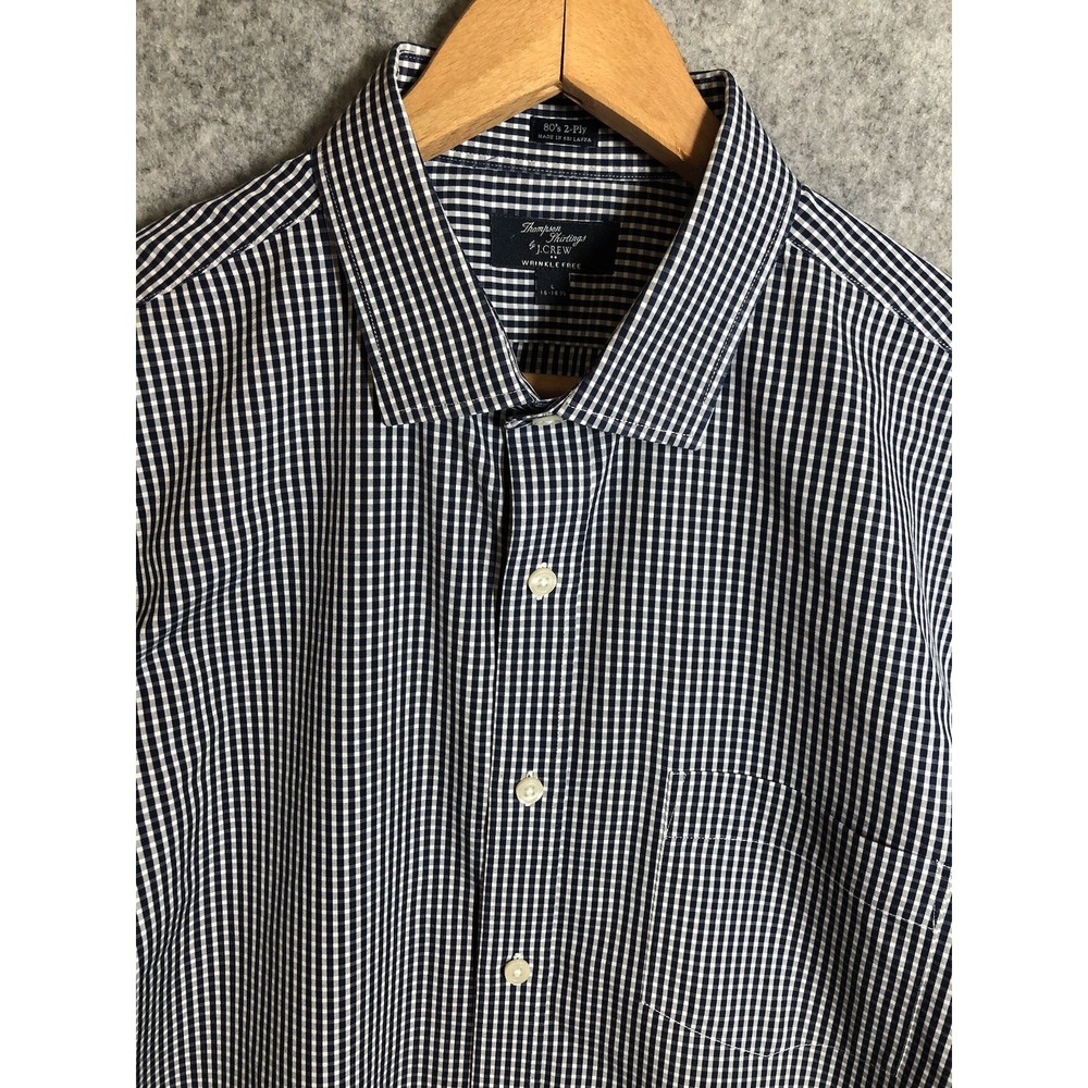 J. Crew Shirt Mens 16 Large Black Check Career Thompson Shirtings Classic